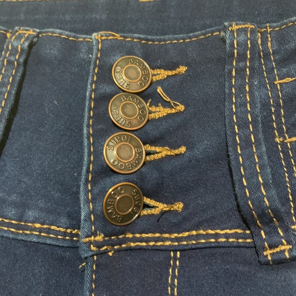 Bamboo Jeans Denim Blue Dark Wash Skinny  Mid Rise Stretchy Junior Size 1 - Picture 5 of 16